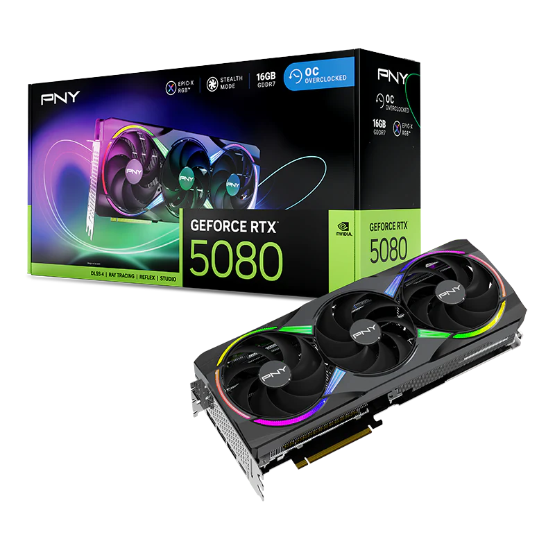 PNY GeForce RTX 5080 ARGB EPIC-X RGB Overclocked Triple Fan Graphic Card - Image 10