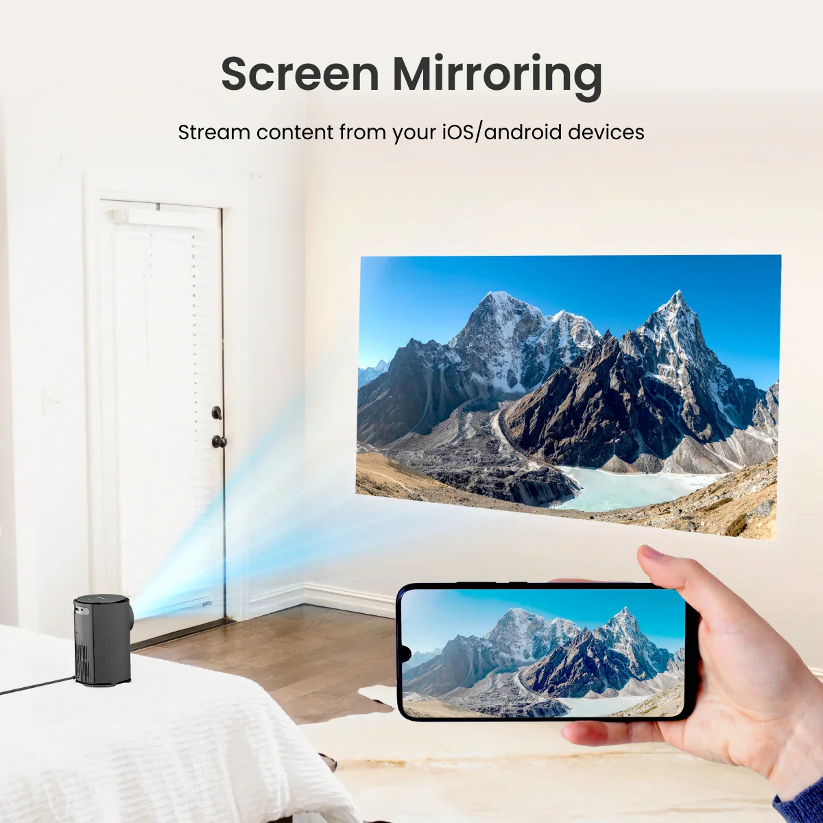 PORTRONICS Beem 410 Android 9.0 Smart LED Projector | 1080p HD Resolution | 3600 Lumens | up to 200" Display - Image 4