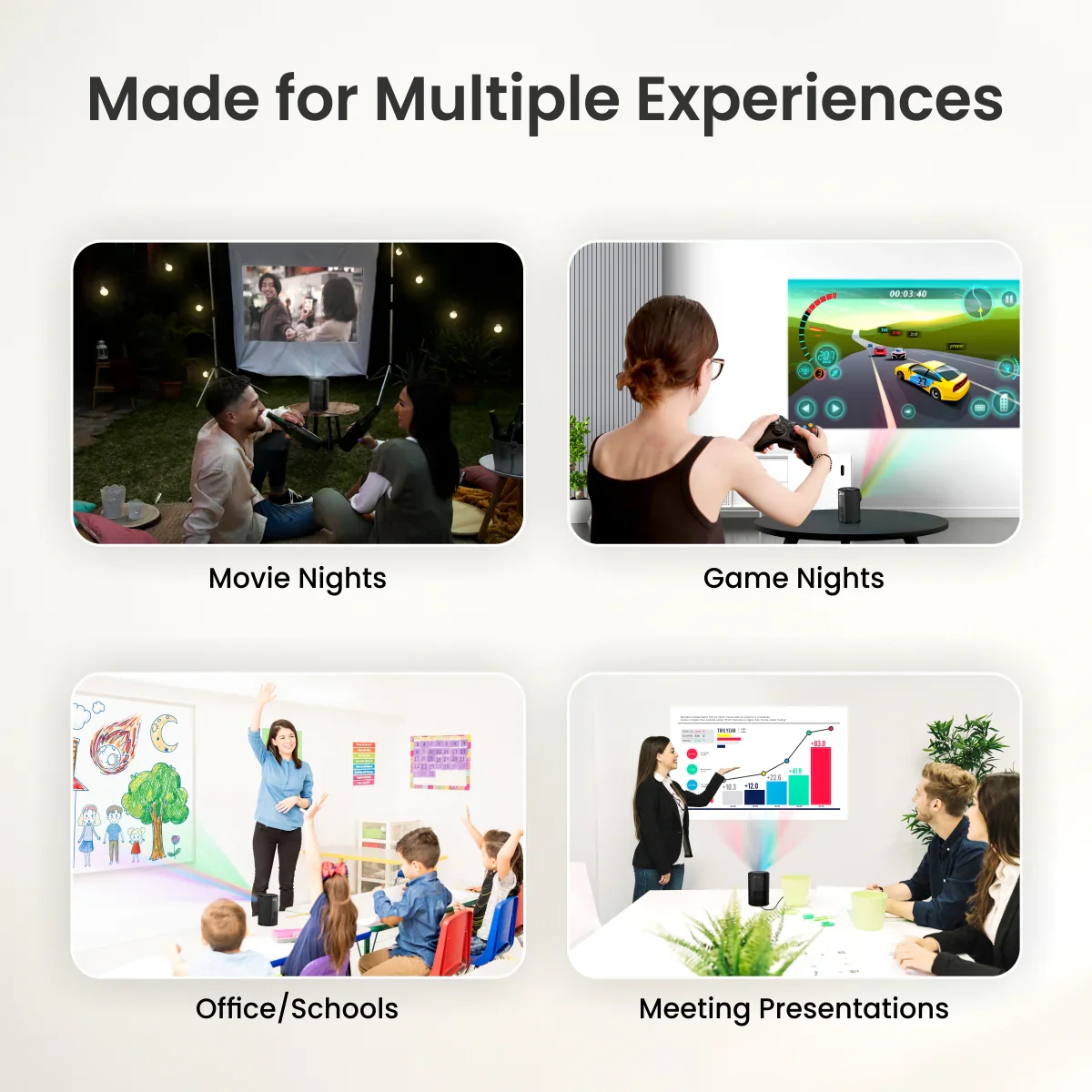 PORTRONICS Beem 410 Android 9.0 Smart LED Projector | 1080p HD Resolution | 3600 Lumens | up to 200" Display - Image 6