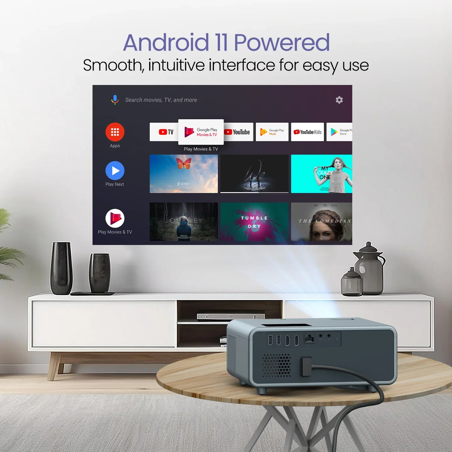 PORTRONICS Beem 450 4000 Lumens Brightness Smart LED Projector | Pre-installed Streaming Apps | 1080p Full HD | 4000 Lumens | 150” Max Display - Image 5