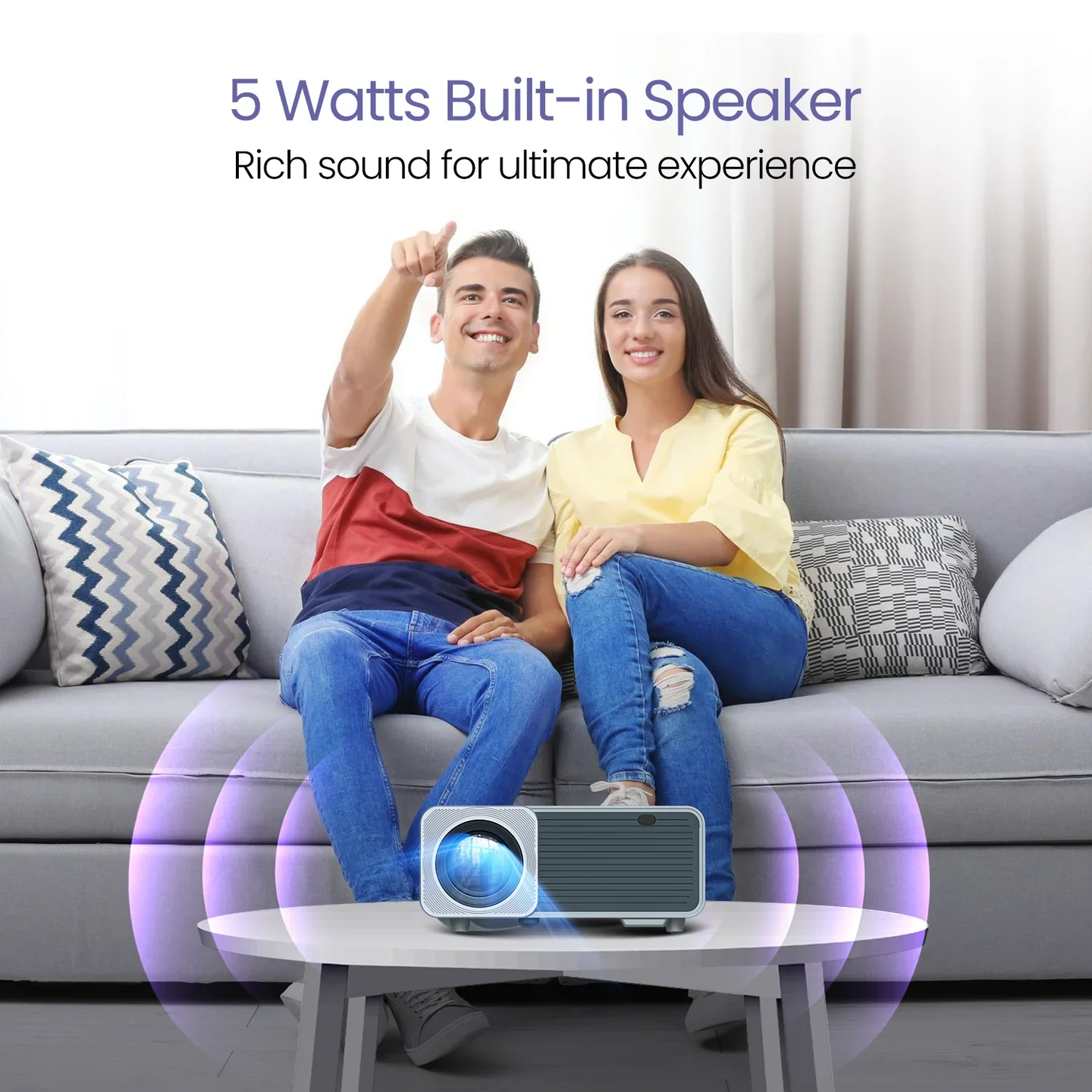 PORTRONICS Beem 450 4000 Lumens Brightness Smart LED Projector | Pre-installed Streaming Apps | 1080p Full HD | 4000 Lumens | 150” Max Display - Image 6