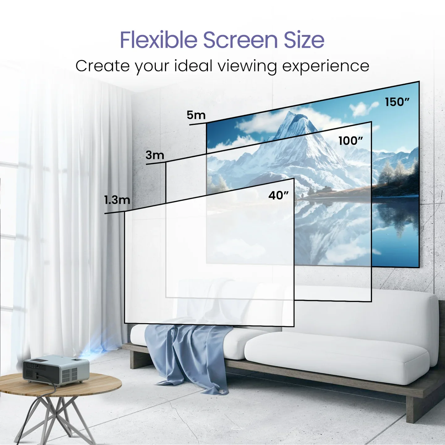 PORTRONICS Beem 450 4000 Lumens Brightness Smart LED Projector | Pre-installed Streaming Apps | 1080p Full HD | 4000 Lumens | 150” Max Display - Image 7