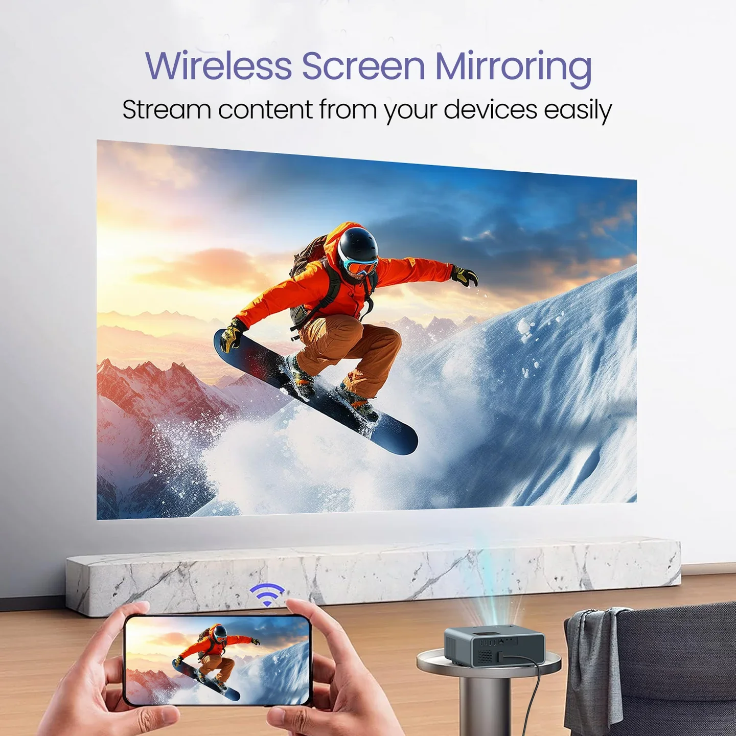 PORTRONICS Beem 450 4000 Lumens Brightness Smart LED Projector | Pre-installed Streaming Apps | 1080p Full HD | 4000 Lumens | 150” Max Display - Image 9