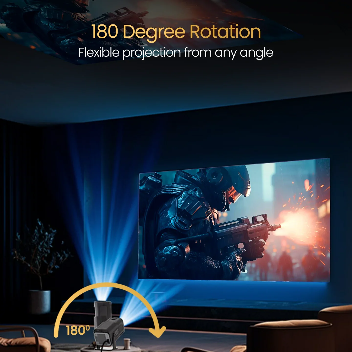 PORTRONICS Beem 470 Smart LED Projector | Streaming Apps | 1080p Full HD | 4500 Lumens | Angle Adjustable - Image 5