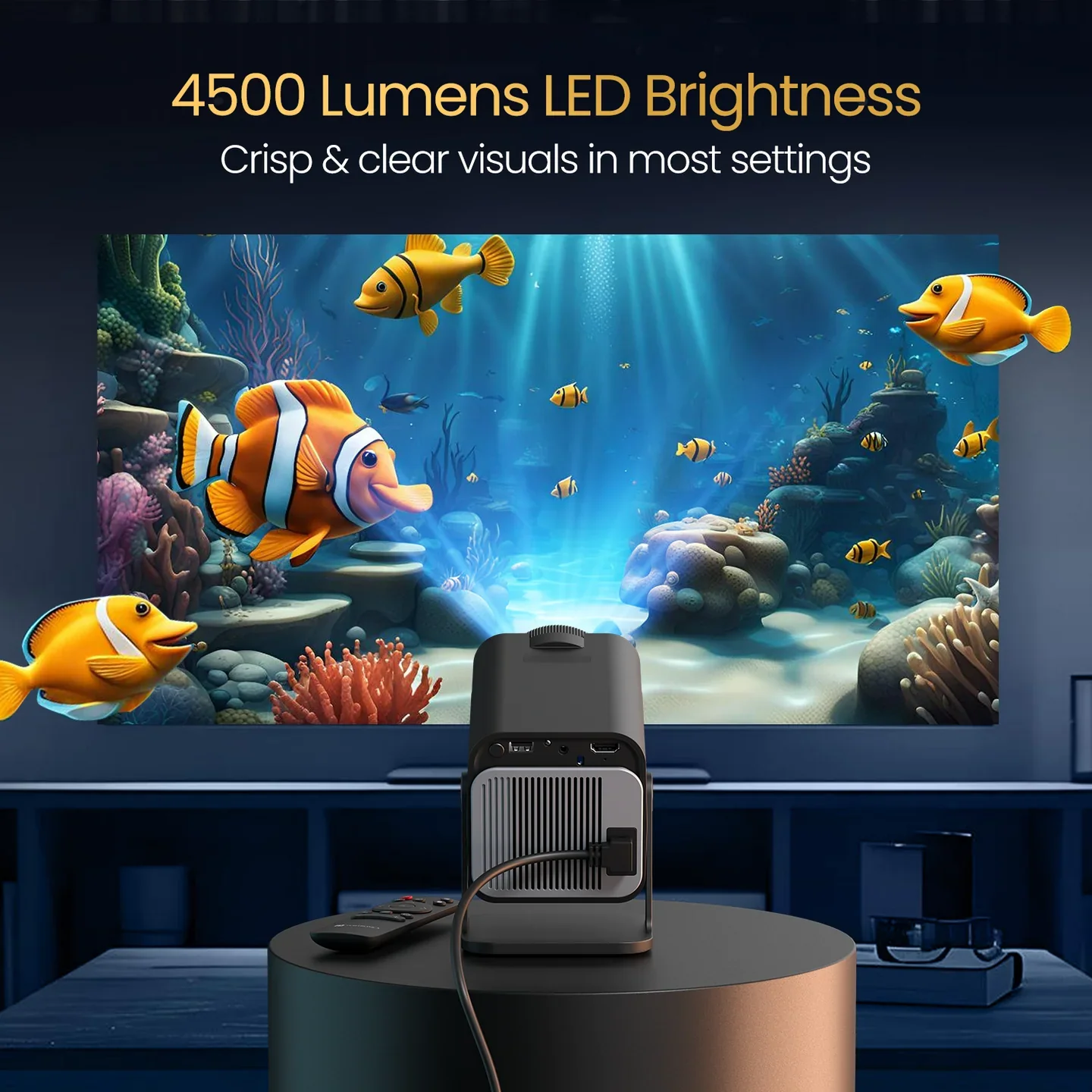 PORTRONICS Beem 470 Smart LED Projector | Streaming Apps | 1080p Full HD | 4500 Lumens | Angle Adjustable - Image 6