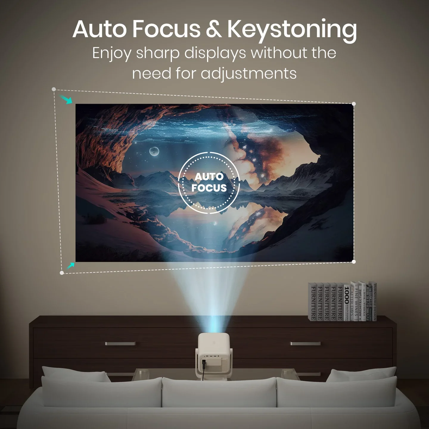 PORTRONICS Beem 480 5100 Lumens Smart LED Projector | Streaming Apps | Angle Adjustable | 1080p Full HD | 5100 Lumens - Image 2