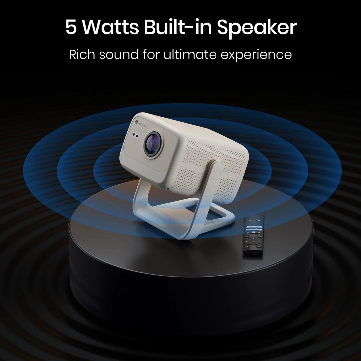PORTRONICS Beem 480 5100 Lumens Smart LED Projector | Streaming Apps | Angle Adjustable | 1080p Full HD | 5100 Lumens - Image 3