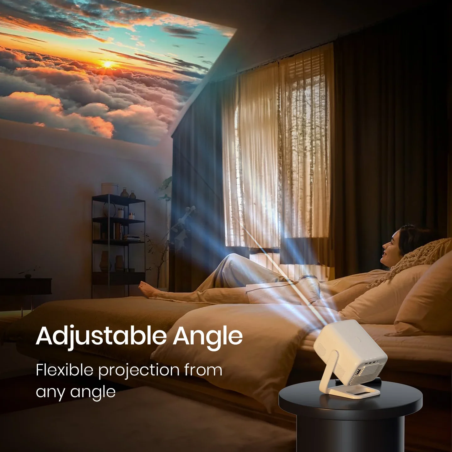 PORTRONICS Beem 480 5100 Lumens Smart LED Projector | Streaming Apps | Angle Adjustable | 1080p Full HD | 5100 Lumens - Image 5