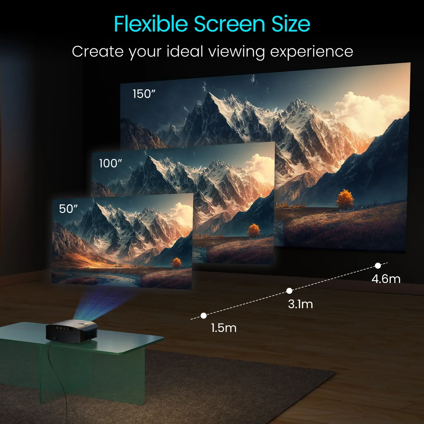 PORTRONICS Beem 490 6000 Lumens Smart Led Projector | Streaming Apps | 1080p Full HD | 6000 Lumens | 5W Speaker - Image 9