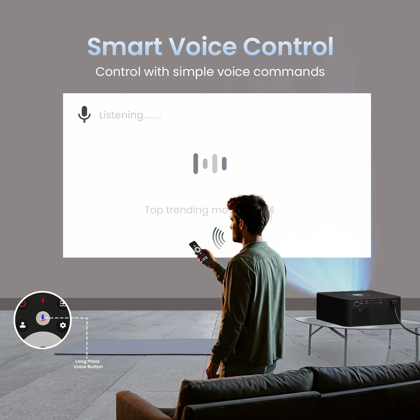 PORTRONICS Beem 510 5300 Lumens Smart LED Projector | Mic-Enabled Remote | Dolby Audio | 1080p FHD Native | 4K UHD Support - Image 5