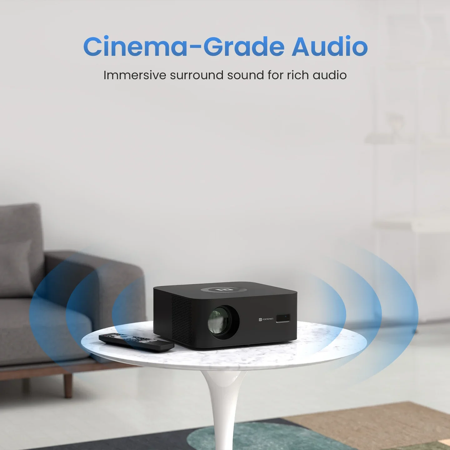 PORTRONICS Beem 510 5300 Lumens Smart LED Projector | Mic-Enabled Remote | Dolby Audio | 1080p FHD Native | 4K UHD Support - Image 6