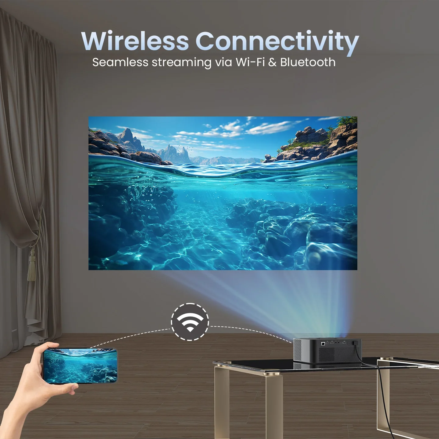 PORTRONICS Beem 510 5300 Lumens Smart LED Projector | Mic-Enabled Remote | Dolby Audio | 1080p FHD Native | 4K UHD Support - Image 7