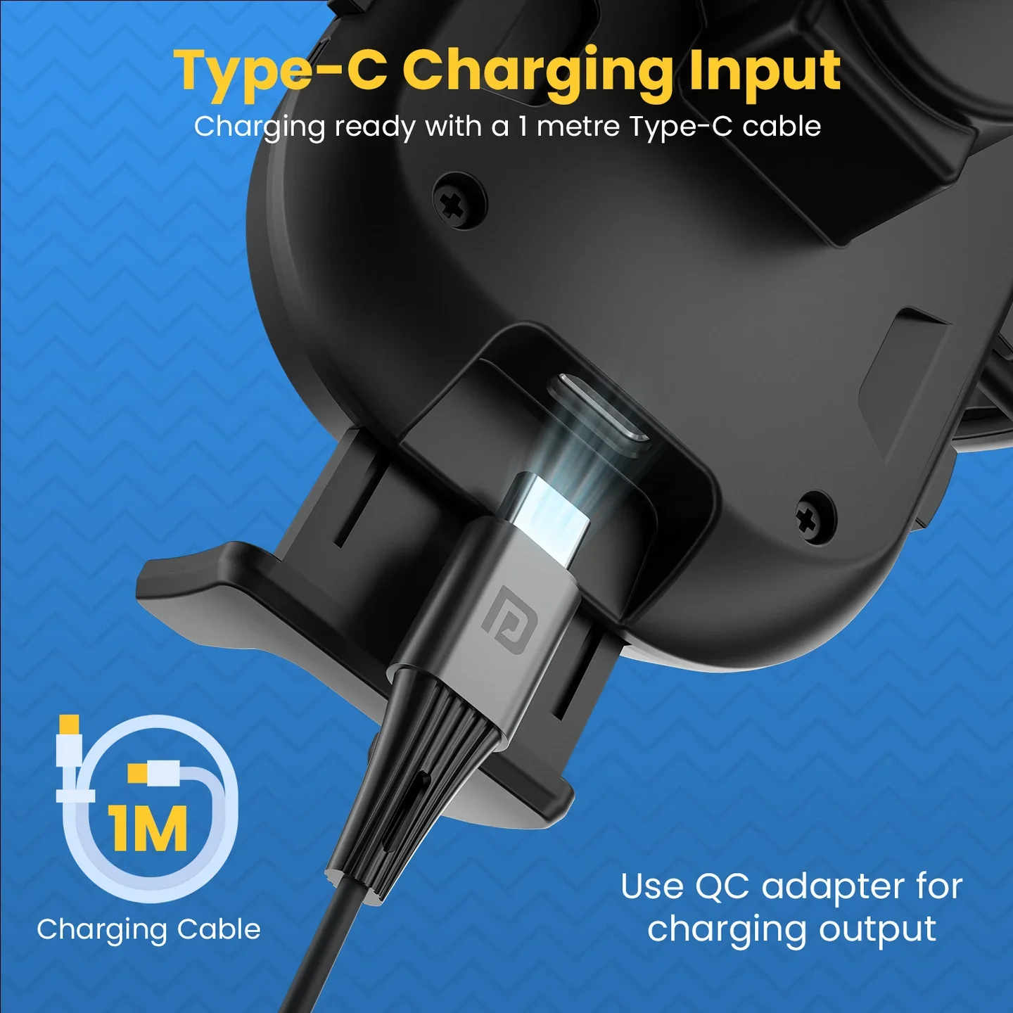 PORTRONICS Charge Clamp 3 15w Mobile Holder with Wireless Charging | 15-Watt Qi Charging | Type-C Input | LED display light | Sturdy & Secure Grip - Image 4