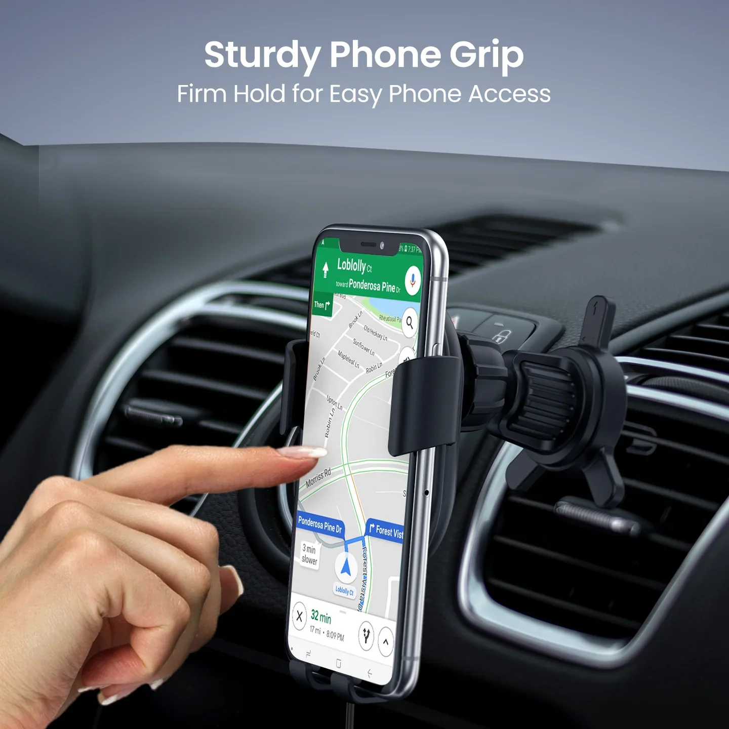 PORTRONICS Charge Clamp 4 15W Wireless Car Charger | Wireless Car Charger | AC Vent Mount | 15 Watts Output | 360° Rotation - Image 4