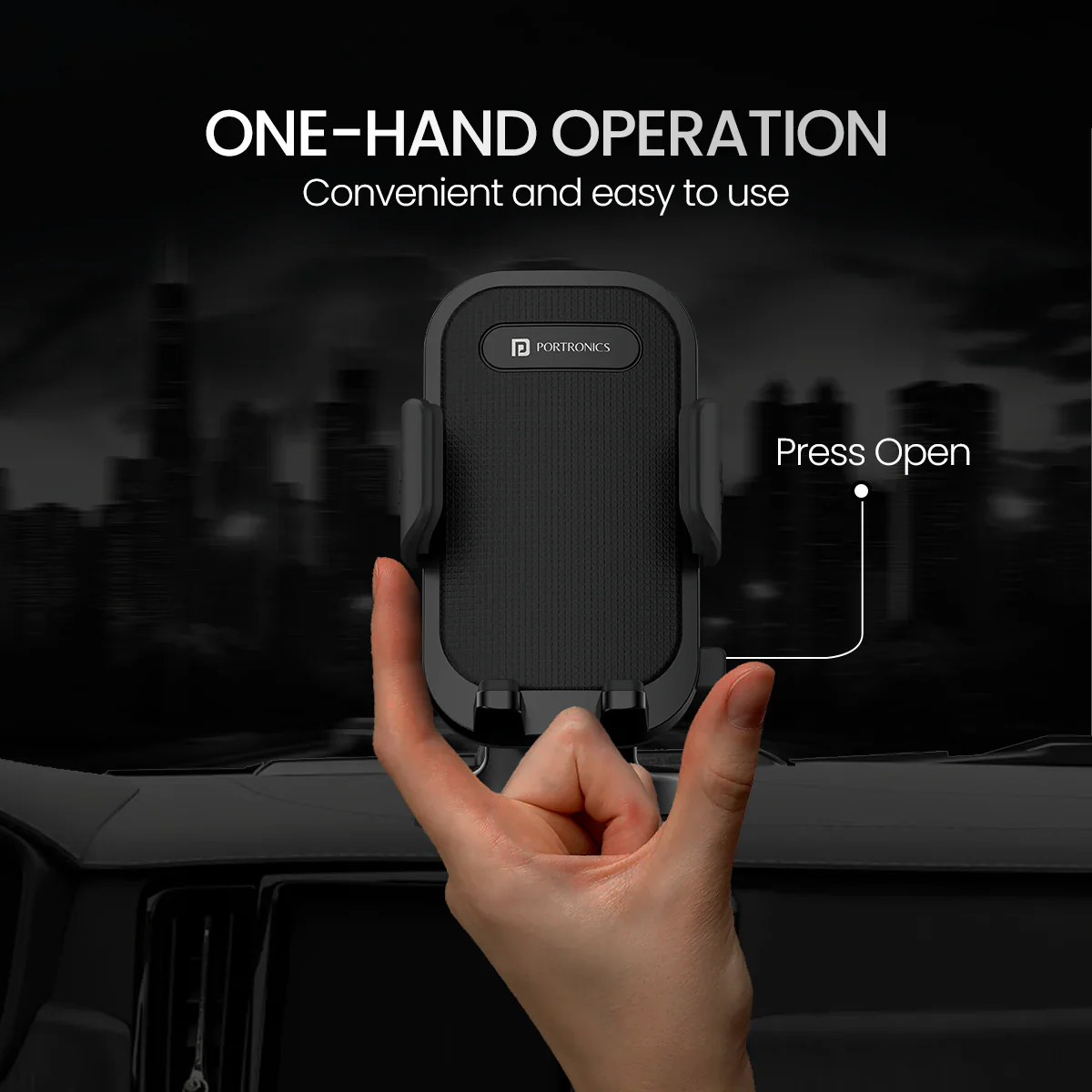 PORTRONICS Clamp M4 Univeresal Mobile Holder | 180° Rotation | One-hand Operation| Suction Mount | Shock-resistant Grip - Image 6