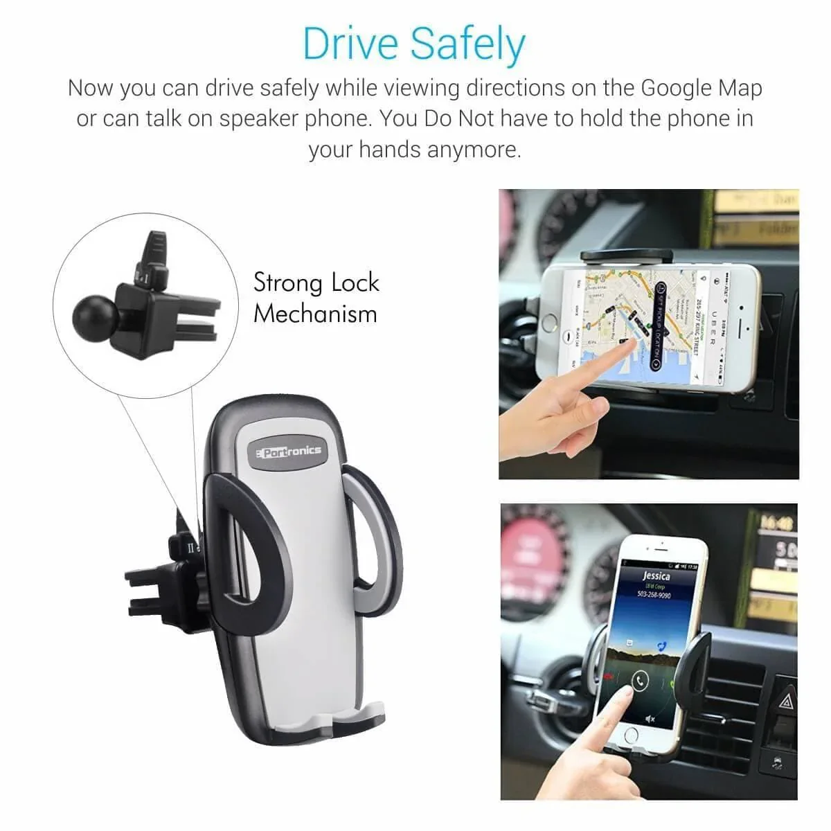 PORTRONICS Clamp X Car-Vent Mobile Holder | 360° Rotation | For Most Cars | AC Vent Mount | One-Click Operation - Image 2