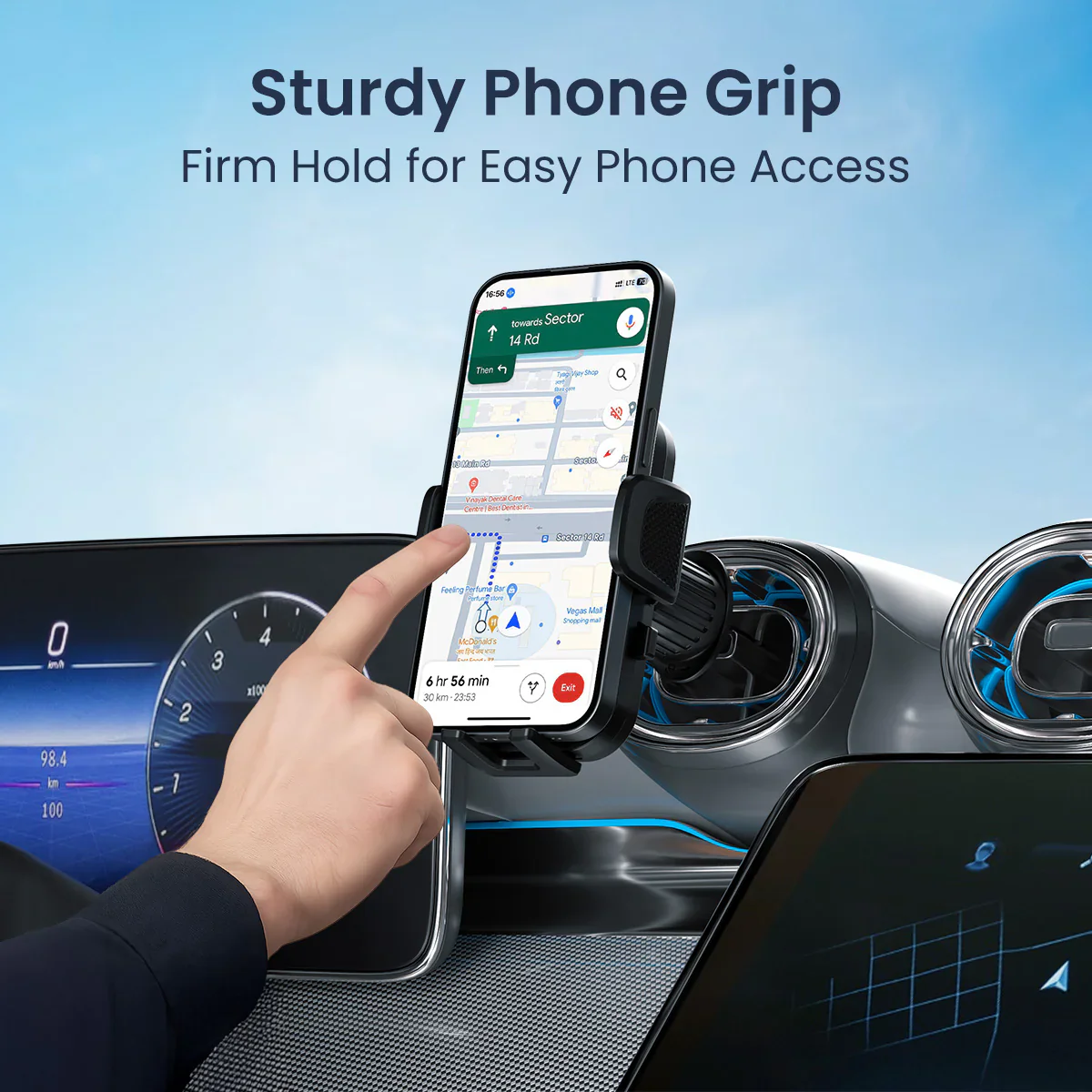 PORTRONICS Clamp Y Mobile Phone Holder | 360° Rotation | For Most Cars | AC Vent Mount | One-Click Operation - Image 2