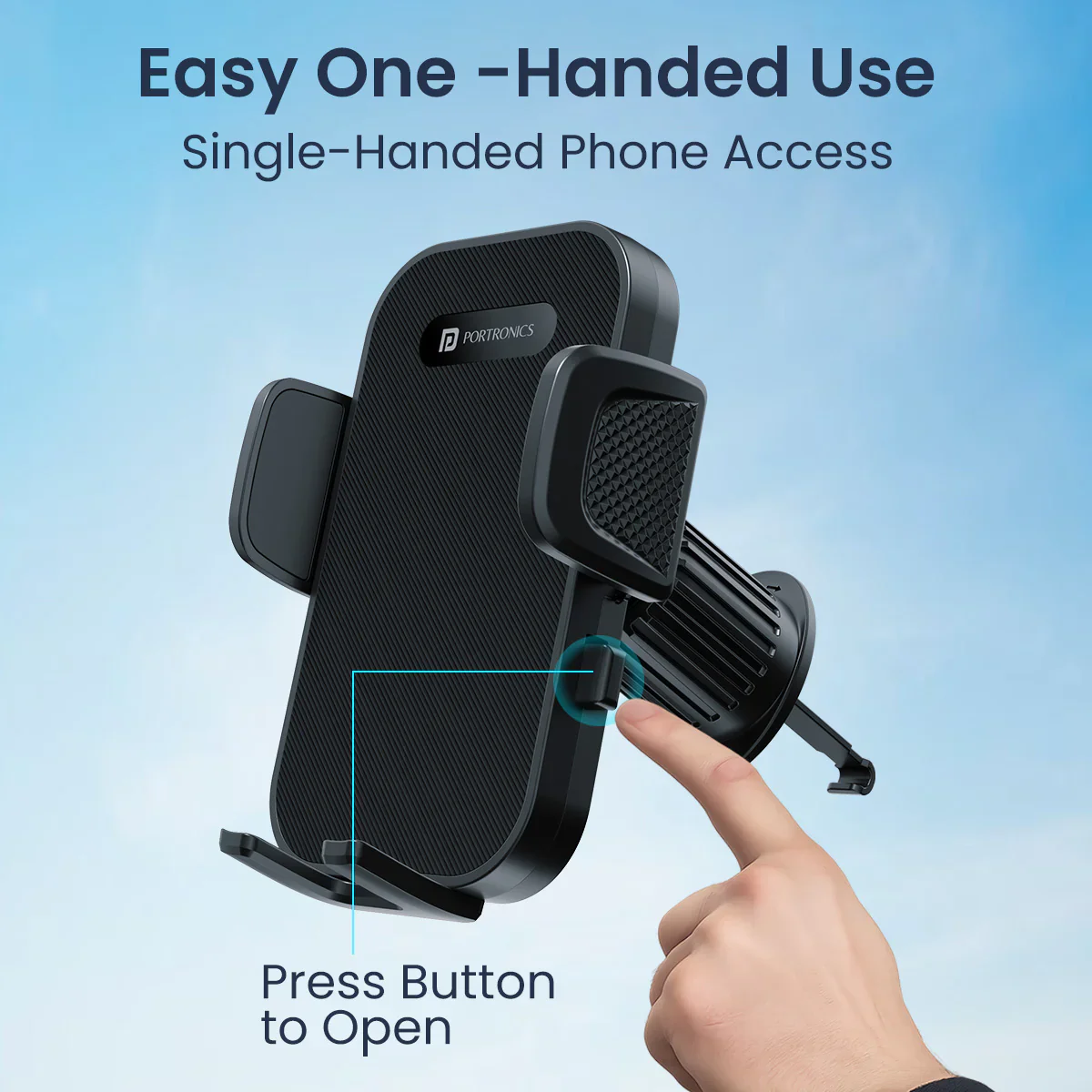 PORTRONICS Clamp Y Mobile Phone Holder | 360° Rotation | For Most Cars | AC Vent Mount | One-Click Operation - Image 5