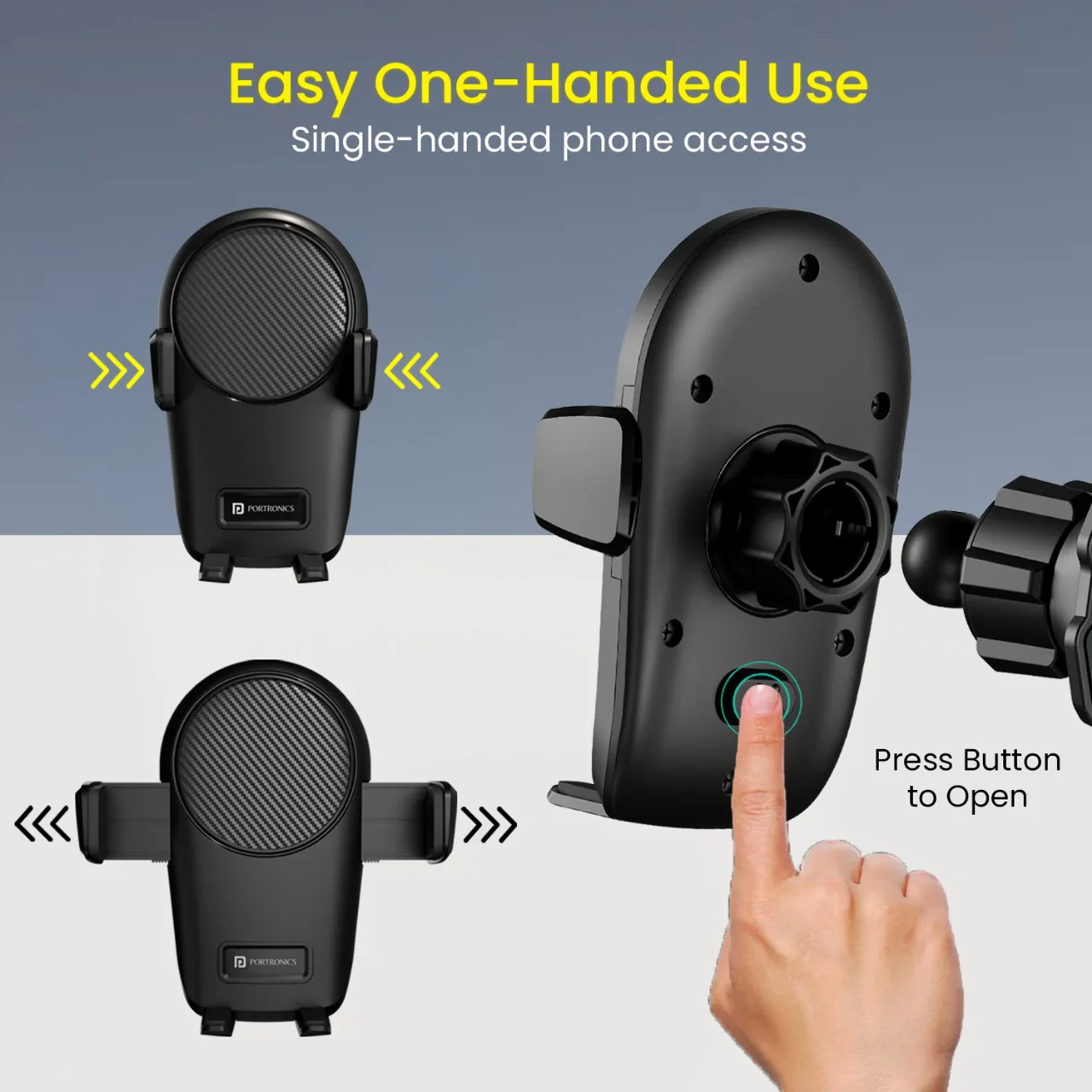 PORTRONICS Clamp Z Univeresal Mobile Holder | 180° Rotation| One-hand Operation | AC Vent Mount | Shock-resistant Grip - Image 6