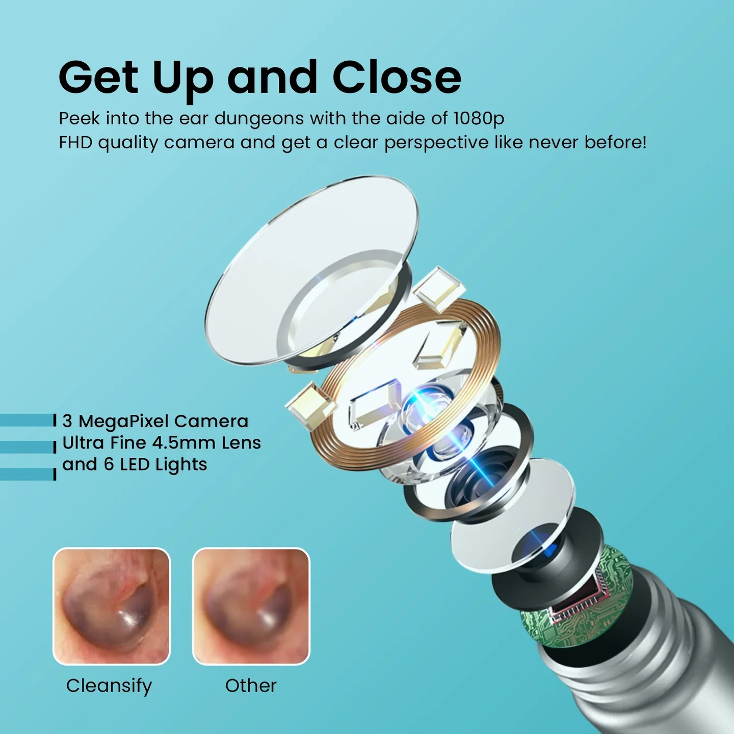 PORTRONICS Cleansify Ear Cleaner Stick | 180mAH Battery | Lightweight | LED Light | 1080p camera - Image 3
