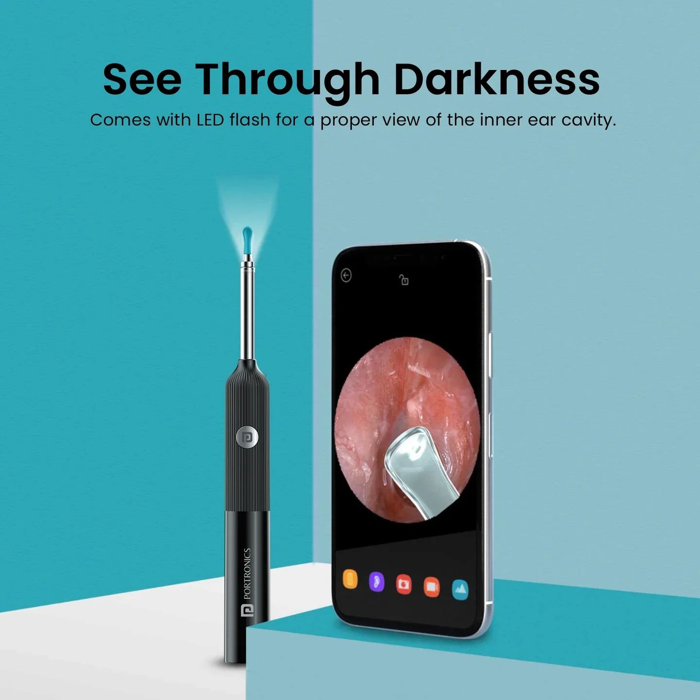 PORTRONICS Cleansify Ear Cleaner Stick | 180mAH Battery | Lightweight | LED Light | 1080p camera - Image 5