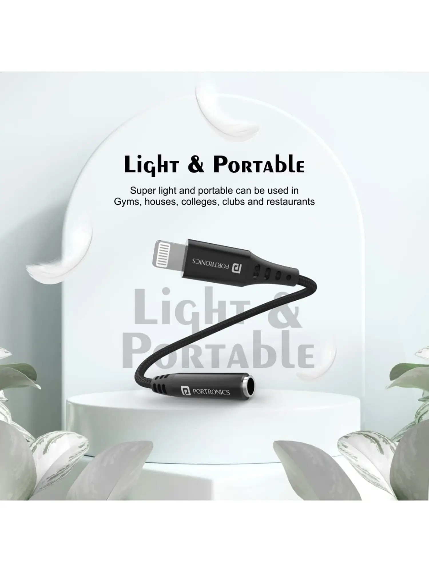 PORTRONICS ikonnect 3 8 Pin to 3.5mm Aux Connector | Durable | Stereo Surround | pair to Go | DAC Chip - Image 2