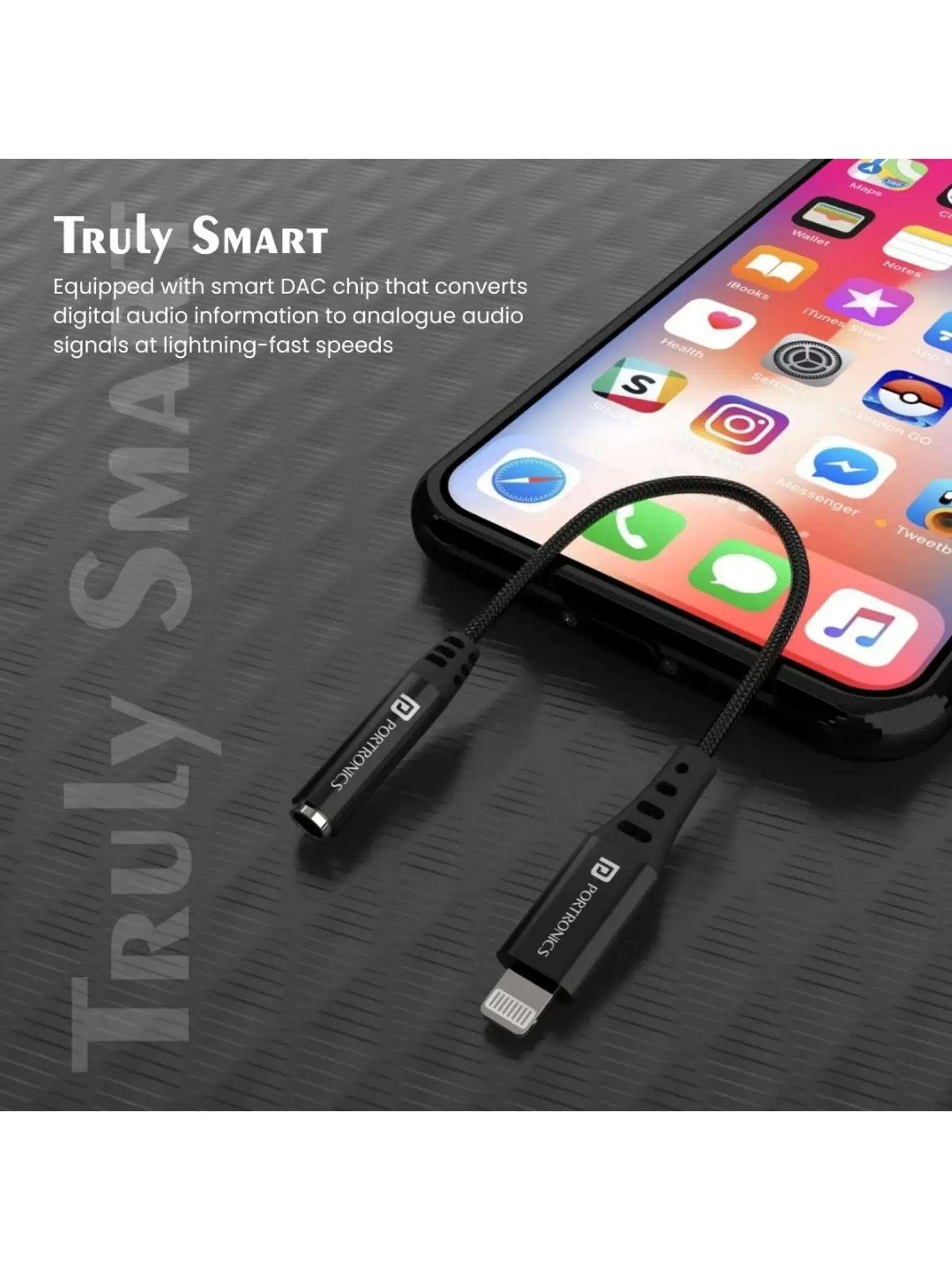 PORTRONICS ikonnect 3 8 Pin to 3.5mm Aux Connector | Durable | Stereo Surround | pair to Go | DAC Chip - Image 3