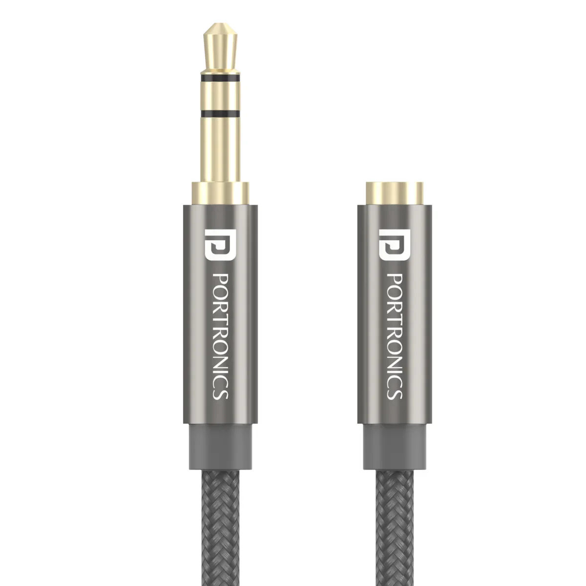 PORTRONICS Konnect Aux 8 High Quality Male to Female Aux Cable | nylon Braided | Universal Compatible | No Tangle | Metal Heads - Image 2