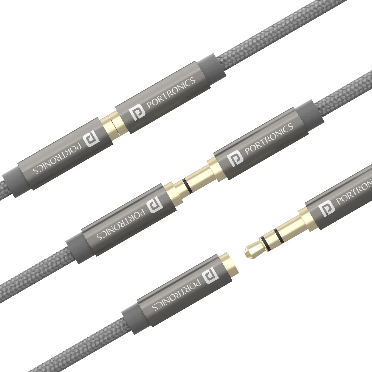 PORTRONICS Konnect Aux 8 High Quality Male to Female Aux Cable | nylon Braided | Universal Compatible | No Tangle | Metal Heads - Image 3