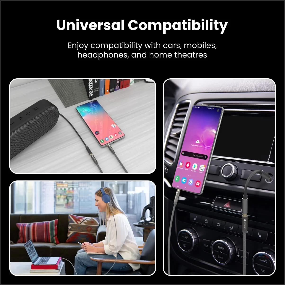 PORTRONICS Konnect Aux 8 High Quality Male to Female Aux Cable | nylon Braided | Universal Compatible | No Tangle | Metal Heads - Image 5