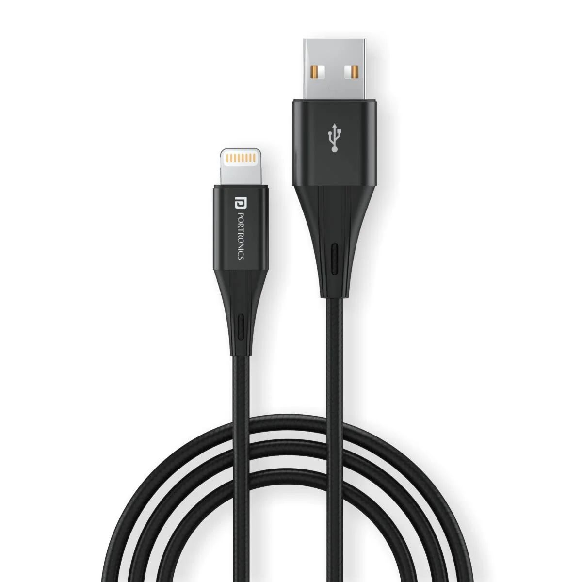 PORTRONICS Konnect B Plus 8 Pin USB Cable | Nylon Braided 8 Pin USB Cable With Metal Heads