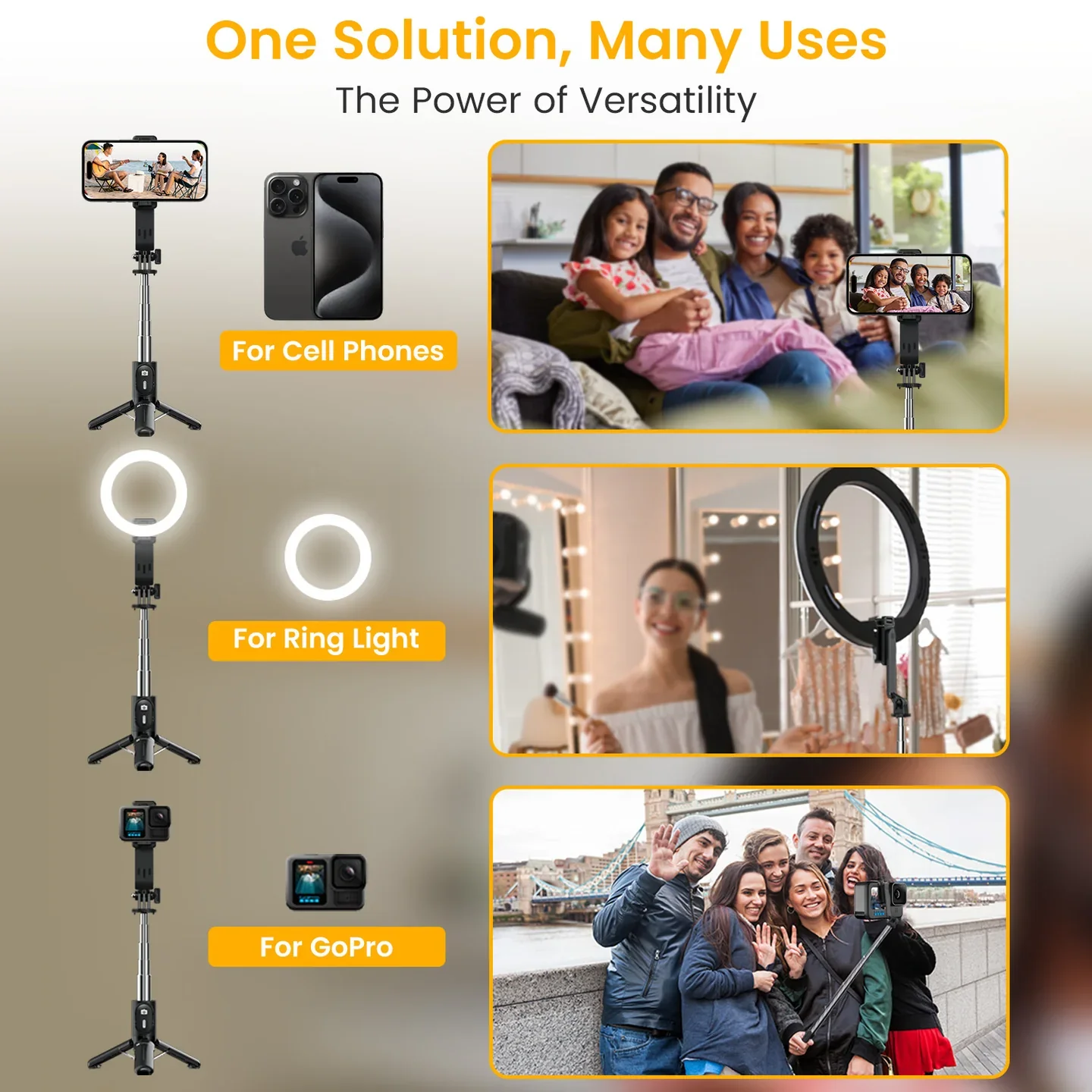 PORTRONICS Lumistick Mini Adjustable Smart Selfiestick & Tripod | Stainless Steel Rod| 30 Inch Extendable Height | Bluetooth Remote |Tripod Stand - Image 6