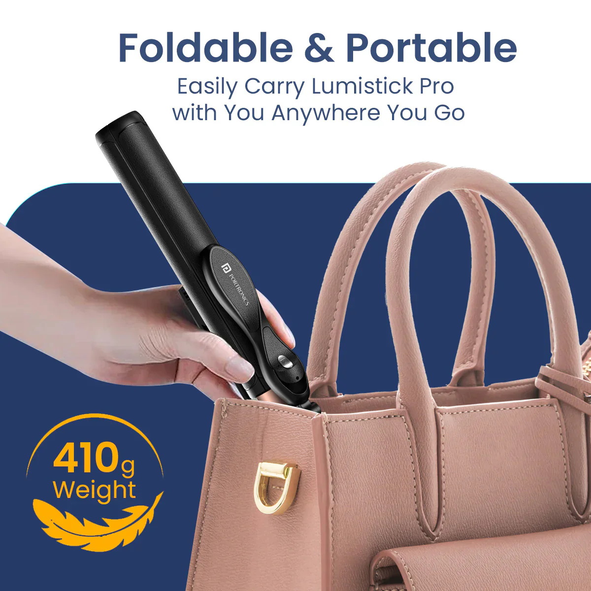 PORTRONICS Lumistick Pro Smart Selfie Stick | Enhanced Stability Tripod | Detachable Bluetooth Remote | Unlimited Angles, Seamless Rotation - Image 4