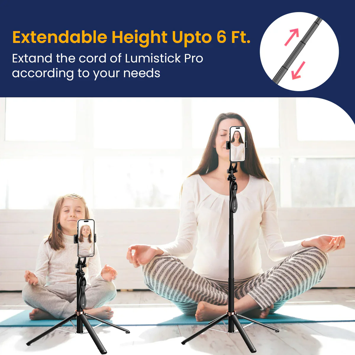 PORTRONICS Lumistick Pro Smart Selfie Stick | Enhanced Stability Tripod | Detachable Bluetooth Remote | Unlimited Angles, Seamless Rotation - Image 5
