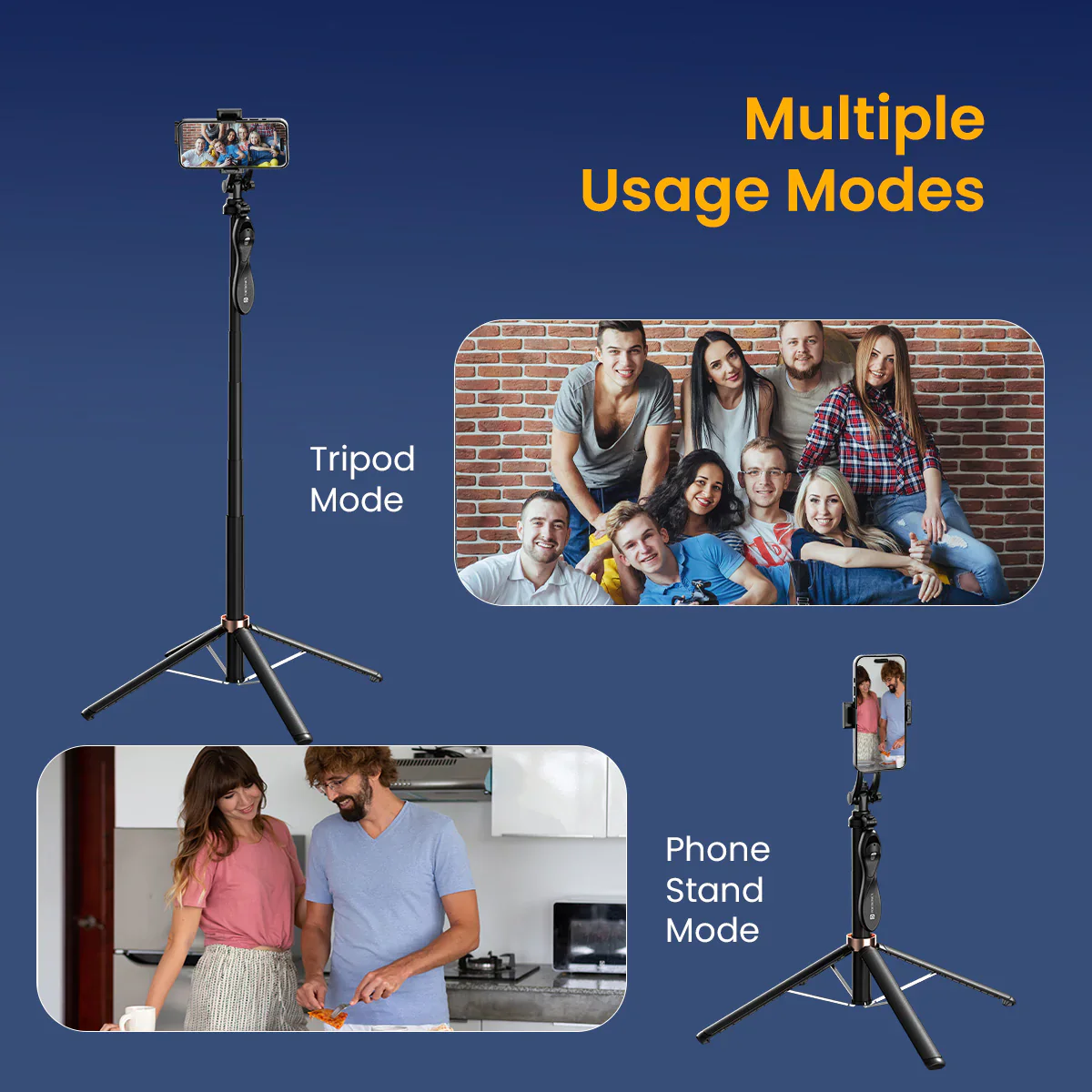 PORTRONICS Lumistick Pro Smart Selfie Stick | Enhanced Stability Tripod | Detachable Bluetooth Remote | Unlimited Angles, Seamless Rotation - Image 6