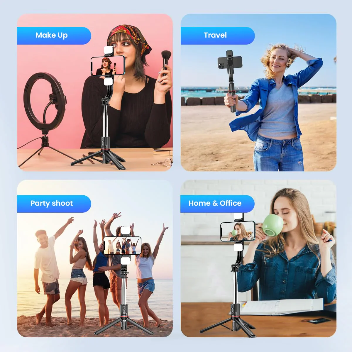 PORTRONICS Lumistick Smart Selfie Stick | stable tripod stand | Bluetooth remote | multi-angle shooting | Ultra-light and Durable - Image 3