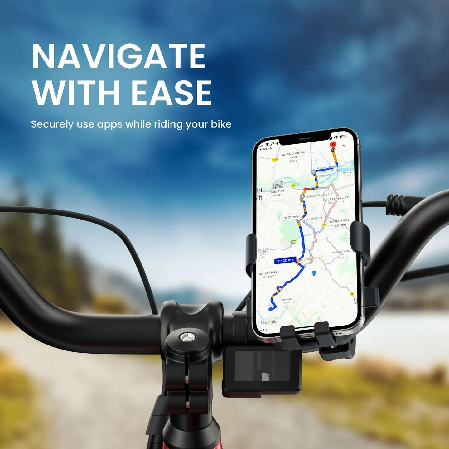 PORTRONICS Mobike 4 Bike Phone Mount | One-Press Lock | 360° Rotation | Bike Phone Holder | Handlebar Mount - Image 2