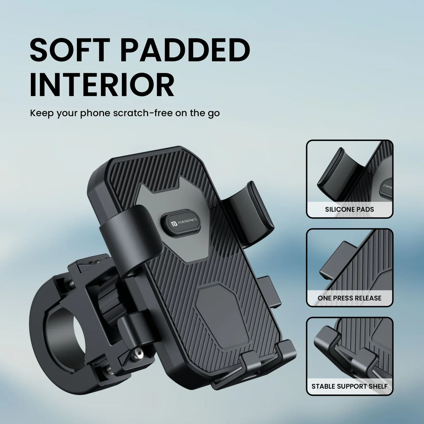 PORTRONICS Mobike 4 Bike Phone Mount | One-Press Lock | 360° Rotation | Bike Phone Holder | Handlebar Mount - Image 6