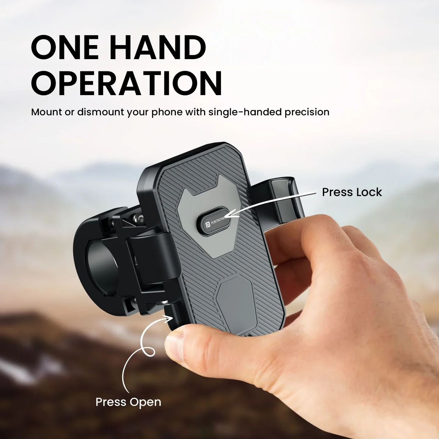 PORTRONICS Mobike 4 Bike Phone Mount | One-Press Lock | 360° Rotation | Bike Phone Holder | Handlebar Mount - Image 7