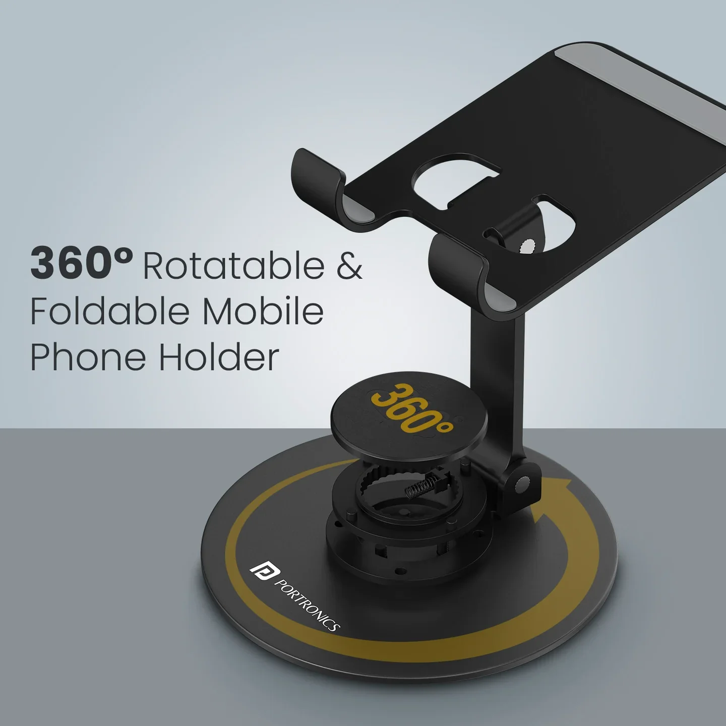 PORTRONICS Mobot 4 360*Degree Universal Mobile Holder | 2 Way Adjustable | 4-6.5 Inch Compatible Device | Aluminium Body| Portable & Foldable - Image 2