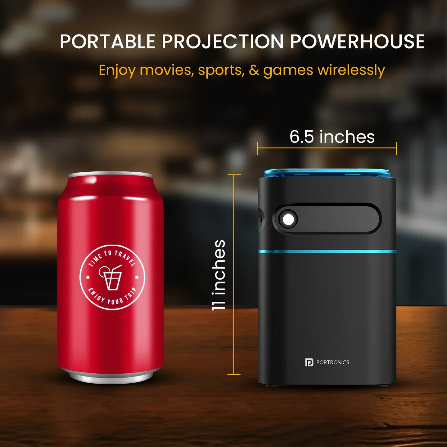 PORTRONICS Pico 12 Smart LED Wireless Portable Projector | Smart DLP Projector | Rechargeable | Android 11-based OS | 4K UHD Support - Image 3