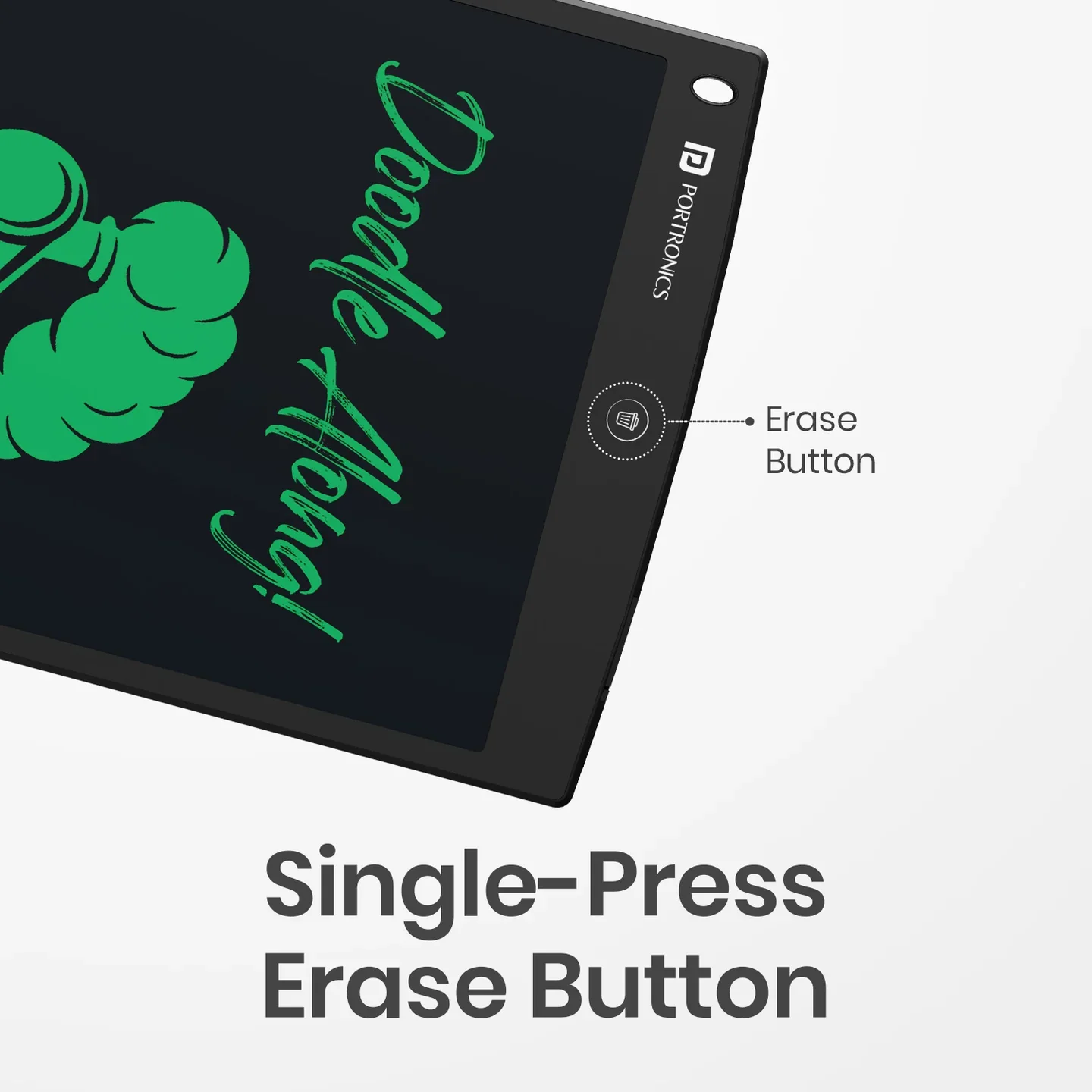 PORTRONICS Ruffpad 12 Re Writable LCD Pad | Green LCD | One-Press Erase | 12 Inches Screen | Erase Lock Switch - Image 5