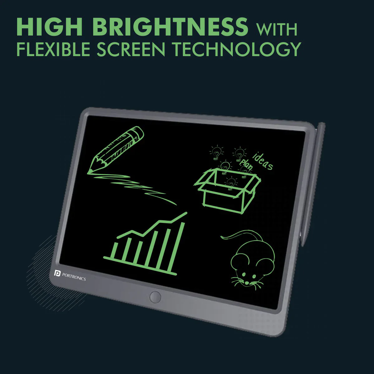 PORTRONICS Ruffpad 15" Re-Writable Writing Pad | Monocolor LCD | One-Tap Erase | 15 Inches Screen | Smart Lock - Image 7