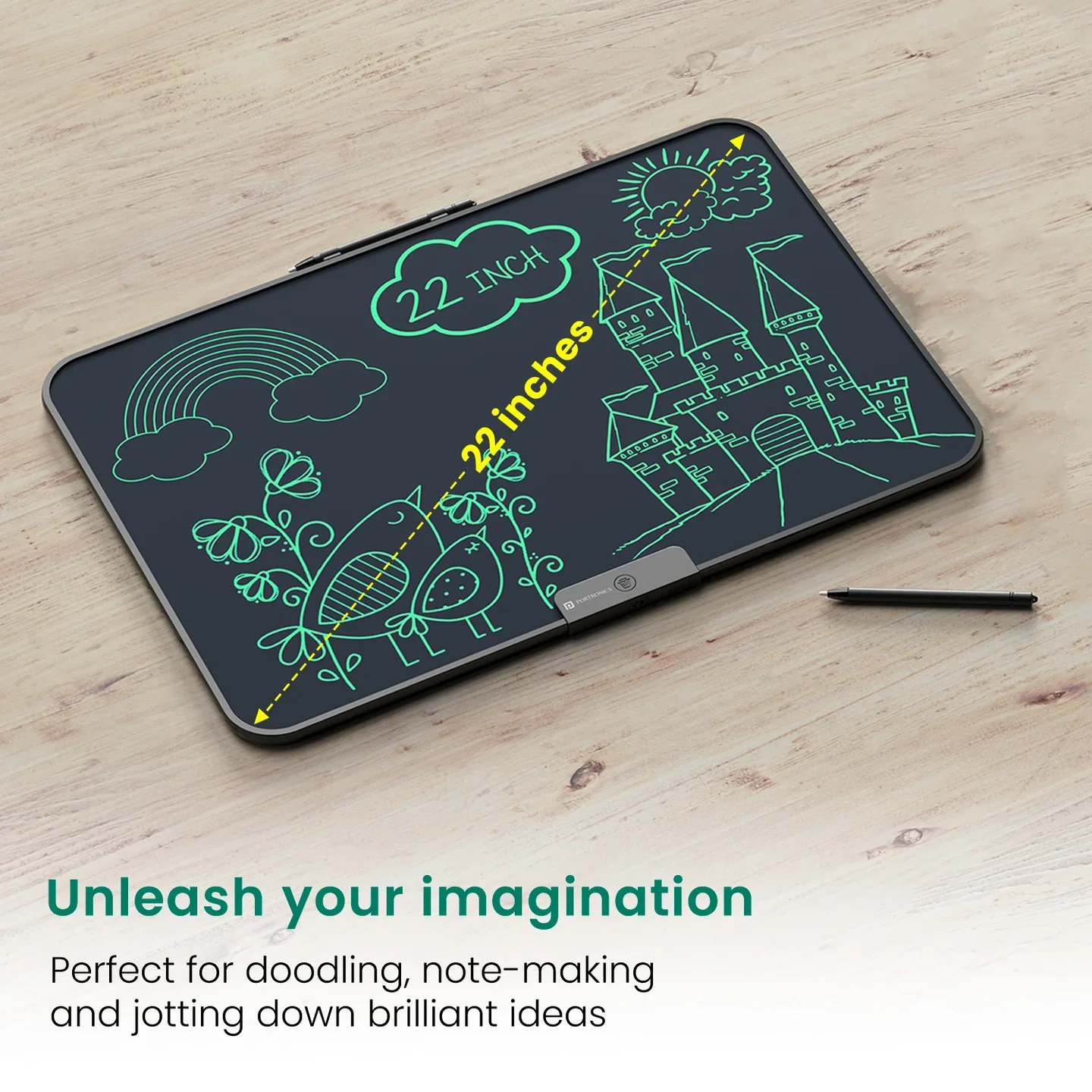 PORTRONICS Ruffpad 22 55.88 CM LCD Writing Pad | Monocolor LCD | One-Tap Erase | 22 Inches Screen | Writing Stylus - Image 2