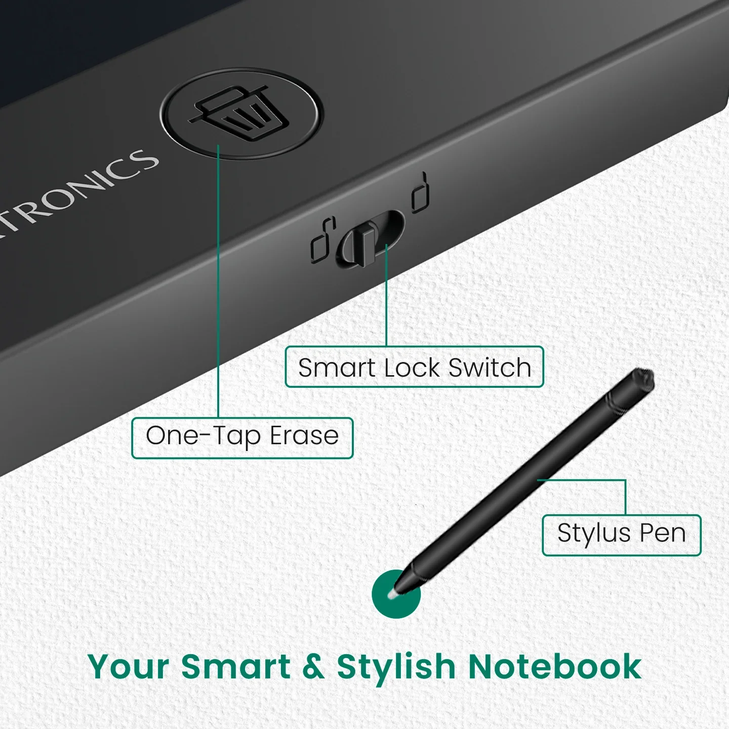PORTRONICS Ruffpad 22 55.88 CM LCD Writing Pad | Monocolor LCD | One-Tap Erase | 22 Inches Screen | Writing Stylus - Image 5