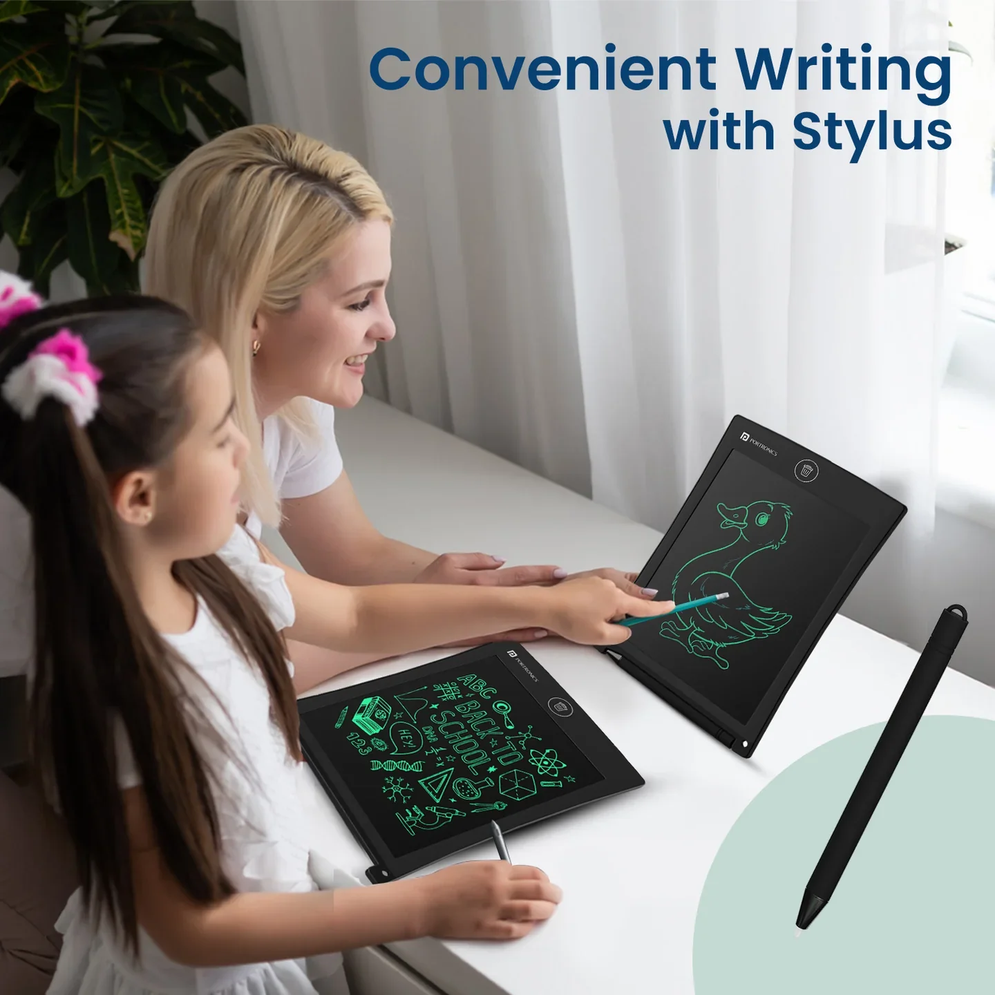 PORTRONICS Ruffpad 8.5 " Re-Writable LCD PAD | Green Colour LCD | One-Press Erase | 8.5 Inches Screen | Erase Lock Switch - Image 4