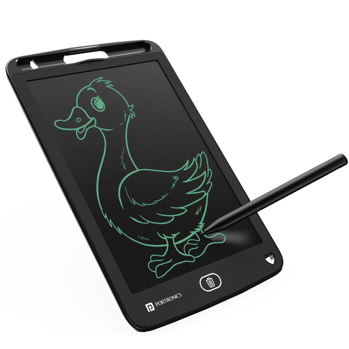 PORTRONICS Ruffpad 8.5E Re-Writable LCD Writing Pad | Monocolor LCD | One-Tap Erase | 8.5 Inches Screen | Smart Lock