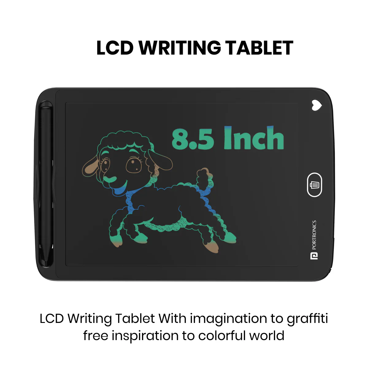 PORTRONICS Ruffpad 8.5M Multicolor LCD Writing Pad | Multicolor LCD | One-Tap Erase | 8,5 Inches Screen | Smart Lock - Image 2