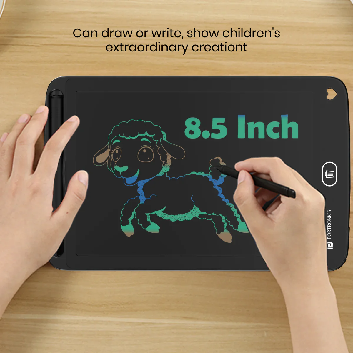 PORTRONICS Ruffpad 8.5M Multicolor LCD Writing Pad | Multicolor LCD | One-Tap Erase | 8,5 Inches Screen | Smart Lock - Image 5