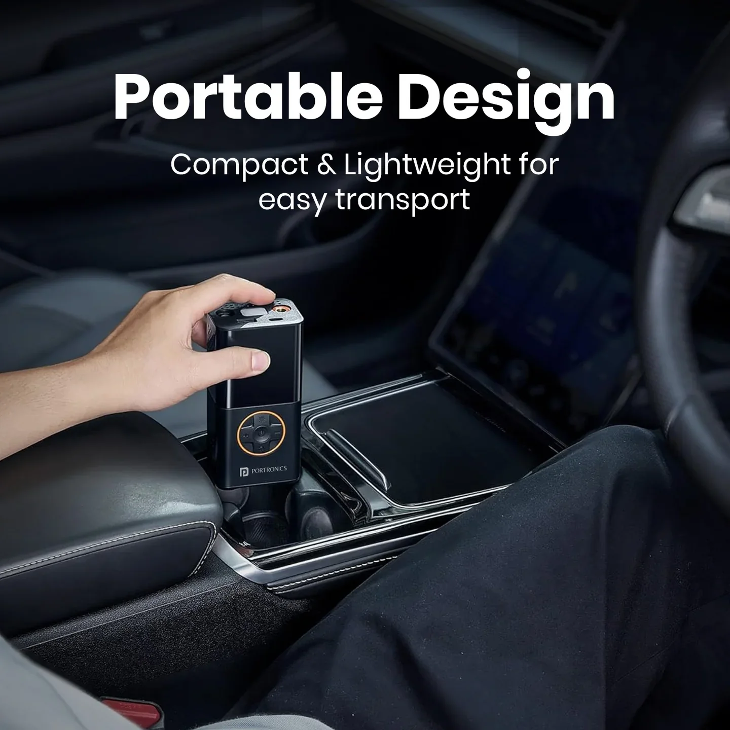 PORTRONICS Vayu 3.0 Rechargeable Tyre Inflator | Built-in Flashlight | Preset Modes | Rechargeable | 4,000 mAh Battery - Image 4